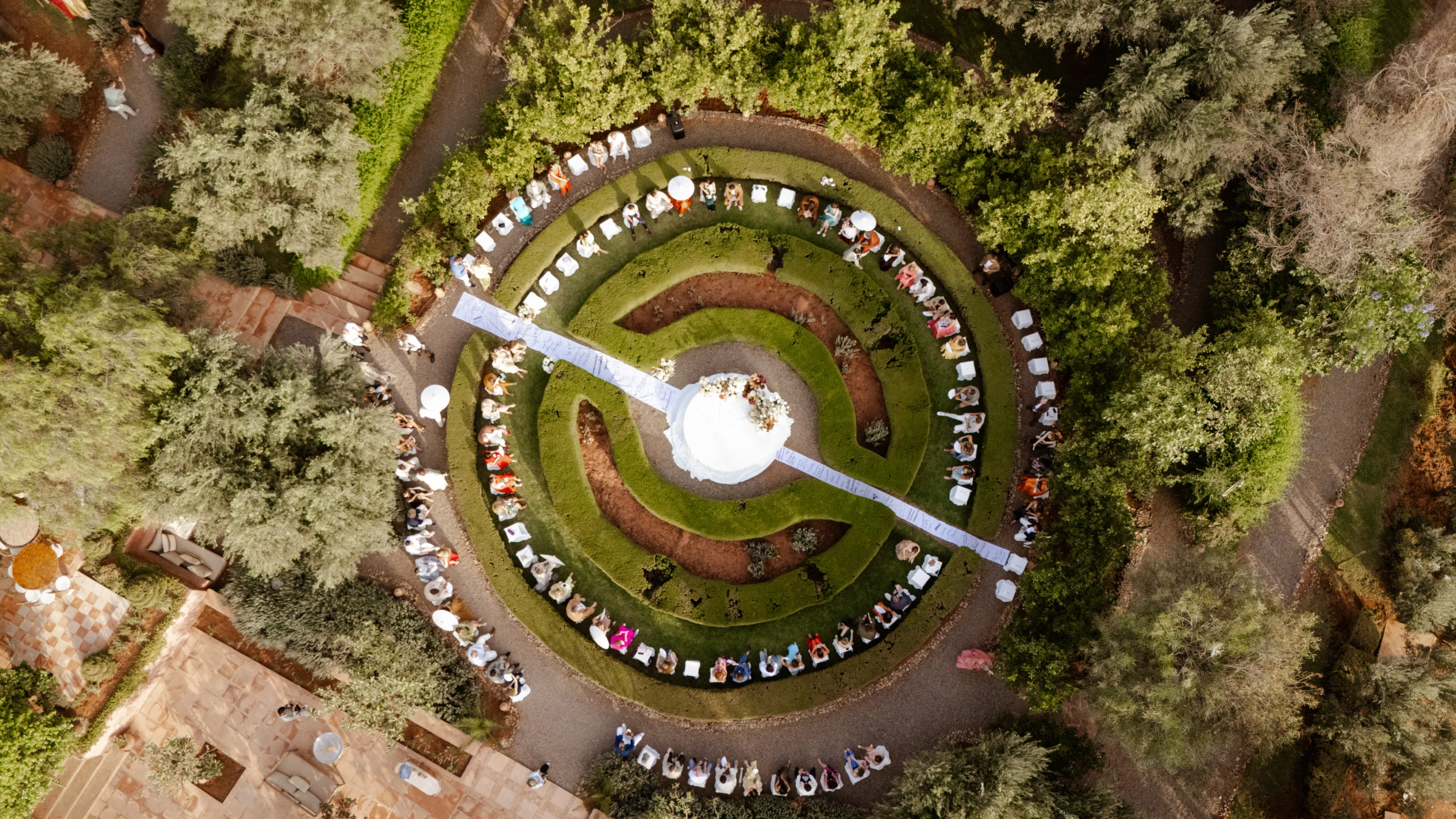 a circular arrangement of people sitting in a circle